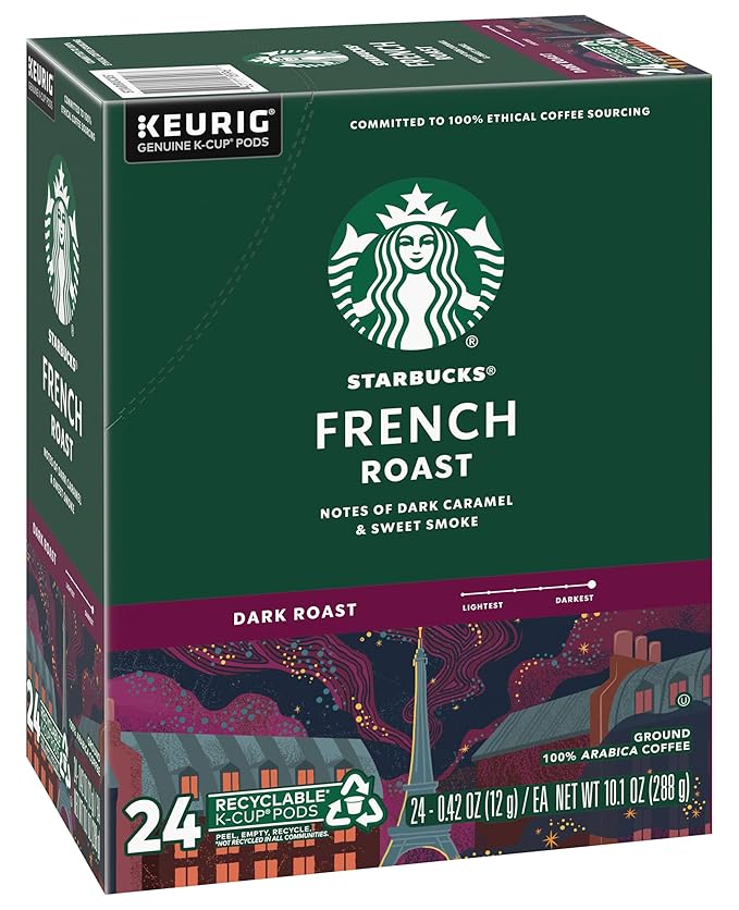 Starbucks French Roast Dark Coffee 72 K-Cups (3 Pack of 24 k-cups)