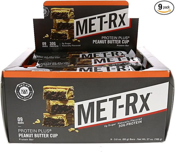 MET-Rx Protein Plus Bar Great as Healthy Meal Replacement Snack and Help Support Energy Gluten Free Peanut Butter Cup With Vitamin A Vitamin C and Zinc to Support Immune Health 85 g9 Count