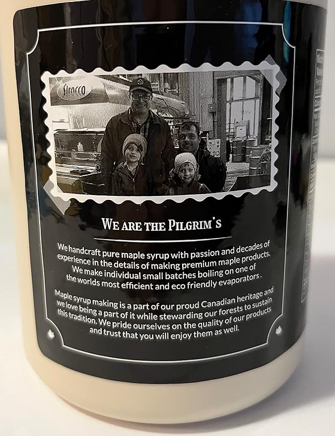 Pilgrim's Canadian Maple Syrup Pure Ontario Grade A Amber Maple Syrup with a Rich Taste. 1L Bottle