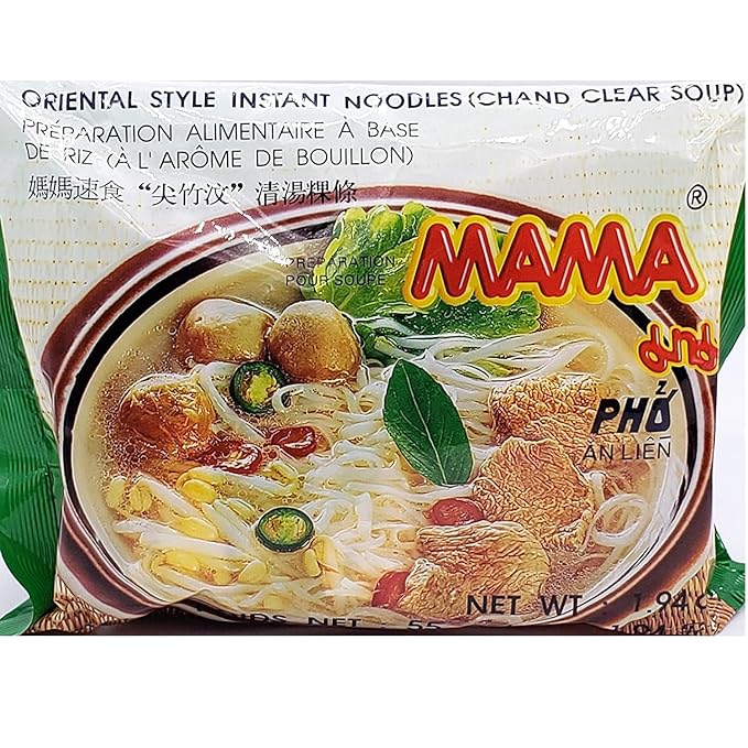 MaMa Oriental Style install noodles Clear Soup 3 different types of noodles (Flat Noodle Rice Vermicelli and Chand Noodle) 3 Flavor 10 bags each Flavor a total of 30 bags