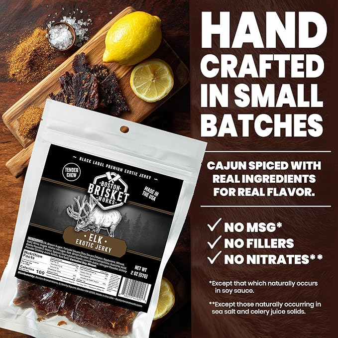 ELK JERKY - Premium Wild Game Meat - Rugged Outdoorsman Snack - Unique Hunter Gift for Men Dad - High Protein Meat Lover Present