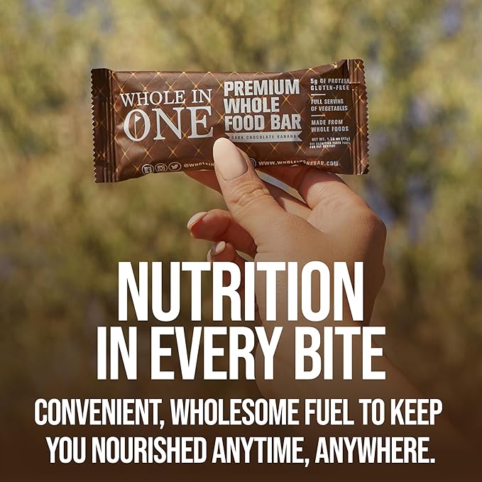 BrickHouse Nutrition Whole In One Bars: Healthy Snacks for Adults | Non-GMO Gluten Free Snack Bars | Real Fruits &amp Vegetables - Dark Chocolate Banana (12 Bars)