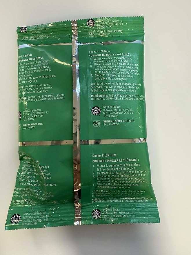 Iced Green Tea - Loose Leaves Minty &amp Citrusy - Teavanas Famous Qualtiy Compatible With Beverages from Starbuck's Cafes &amp With Teavana's Famous Quality Enjoy Hot or Iced - 106.1g Bags (Box