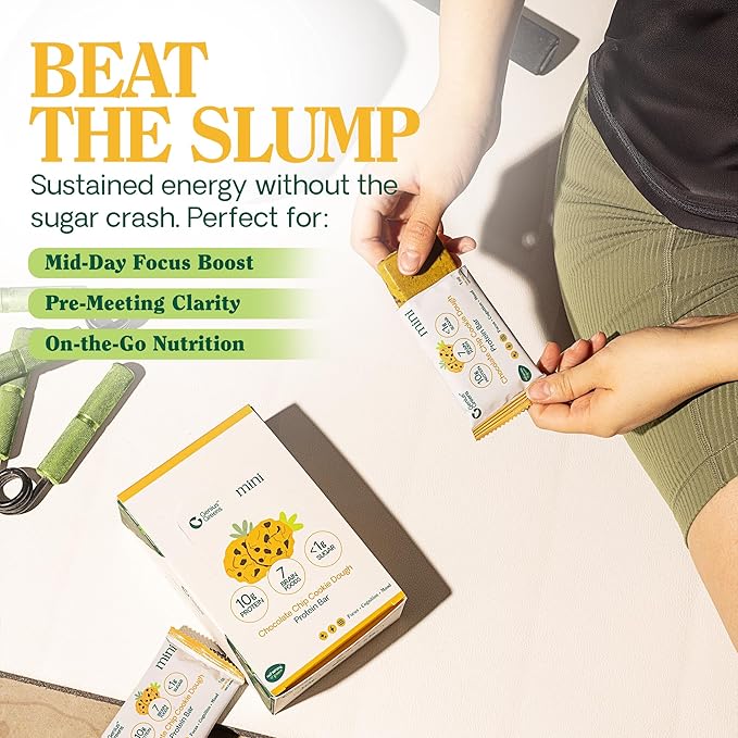 GENIUS GREENS High Protein Bars Low Sugar - Less than 1g of Sugar Protein Bars Low Carb Gluten Free - 36% Protein (10g) - 7 Brain Foods - Support Brain Health - Memory - Focus - Contains Lions Mane