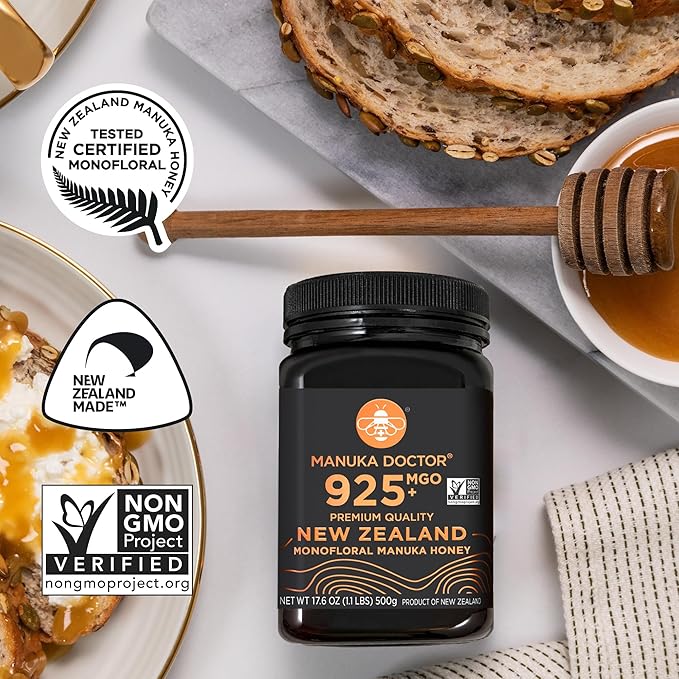Manuka Doctor - MGO 925+ Manuka Honey Monofloral 100% Pure New Zealand Honey. Certified. Guaranteed. Raw. Non-GMO (17.6 oz)