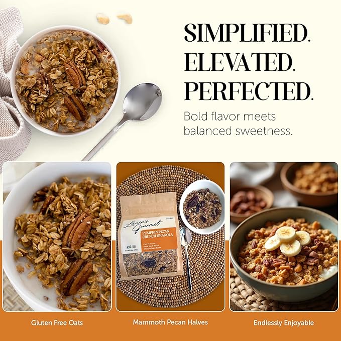 Laura's Gourmet Granola - Fall Faves Variety Pack - Sinful Cinnamon Crunch Pumpkin Pecan Crunch Dark Chocolate Crunch