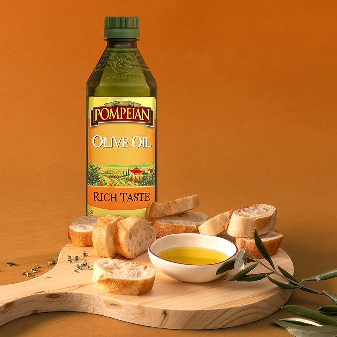 Pompeian Rich Taste Olive Oil High Heat Cooking Baking &amp Sauteing High Smoke Point 16 Fl Oz