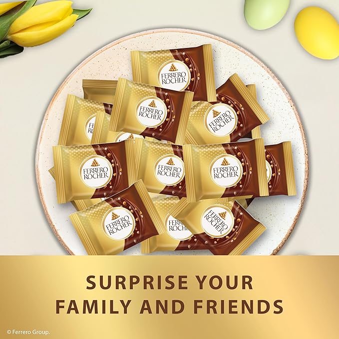 Ferrero Rocher Premium Milk Hazelnut chocolate squares Individually Wrapped Chocolates Great for Sharing or Gifting 60 Pack 3.7 oz Each