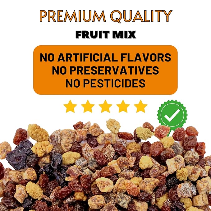 Fruit Mix Organic 5 Lbs Berrilys Dried Fruits Diced Figs Diced Apricots White Mulberries Sultanas Sour Cherries No Sugar Added Trail Mix for Baking and Snacking
