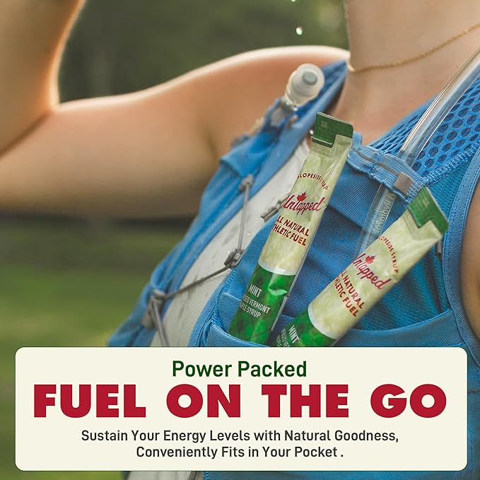 UnTapped Mint Maple Syrup Energy Gels 20 Gels | Organic Pure Vermont Maple Syrup with Real Mint | Gluten-Free Low Glycemic | Natural Fuel for Running Cycling &amp Endurance