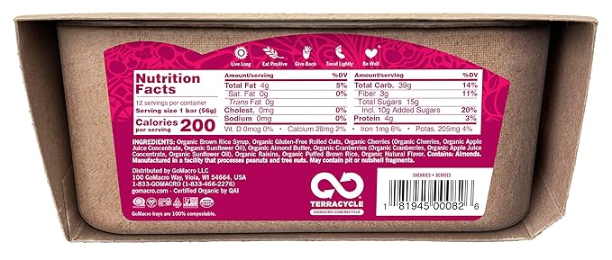 Macrobar Sunny Uplift Cherries + Berries 12/2 Oz (56 Grams) Bar(s)