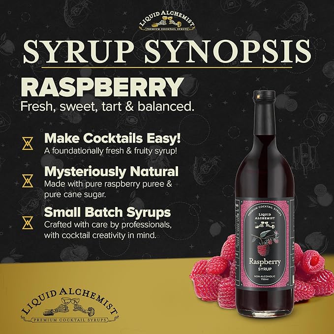 Liquid Alchemist Raspberry Syrup for Drinks - Real Ingredients Make our Raspberry Puree for Drinks the Perfect Drink Mixer - Our Cocktail Syrup is Non-GMO &amp Vegan (25.4 oz)