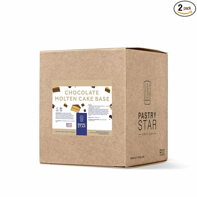 Pastry Star Molten Chocolate Volcano Cake Mix Powder 2 Packs of 5 lb All-Natural Chef-Developed Bulk Packaging