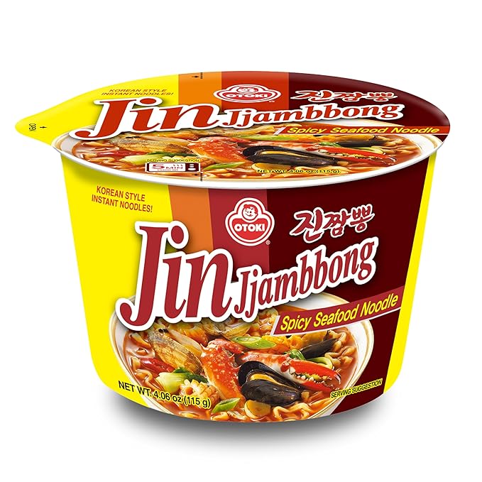 OTOKI Jin Jjambbong Cup Ramen Bowl 6 x 115g – Spicy Seafood Noodle Soup with Restaurant-Quality Noodles and Bold Rich Broth