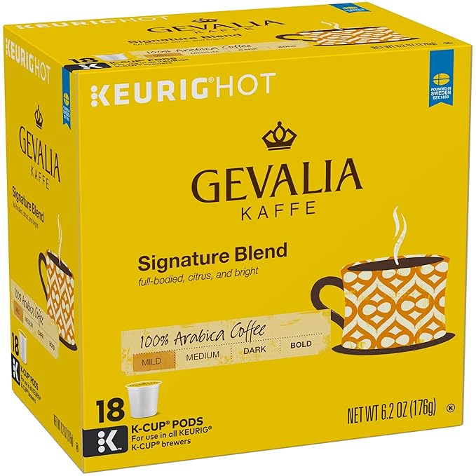 Gevalia Signature Blend Mild Roast K-Cup Coffee Pods (18 Pods)