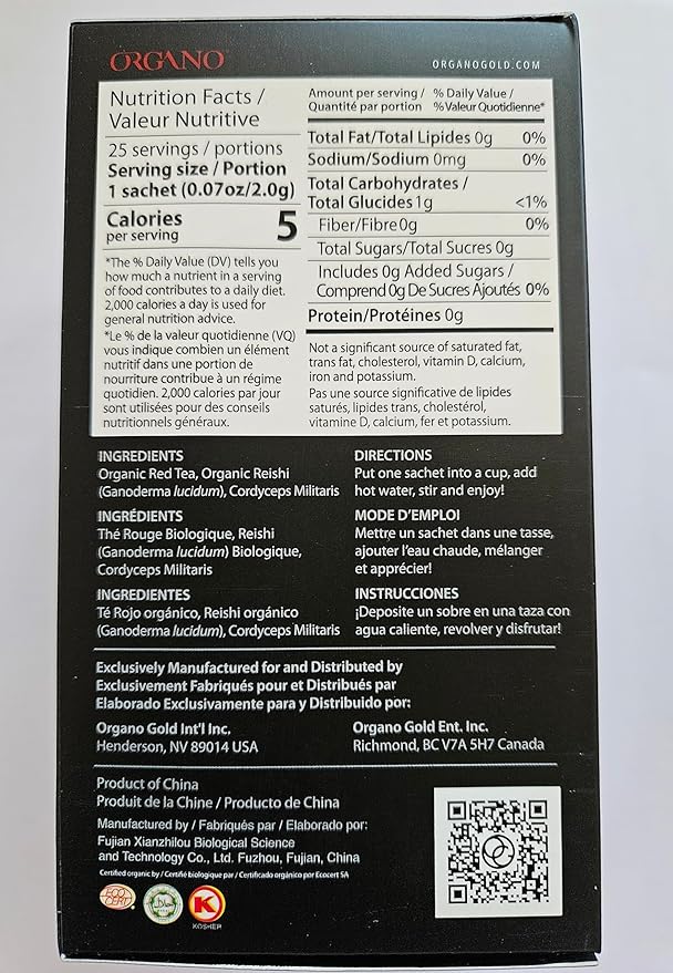 ORGANO Red Tea with Cordyceps and Ganoderma lucidum (25 sachets)