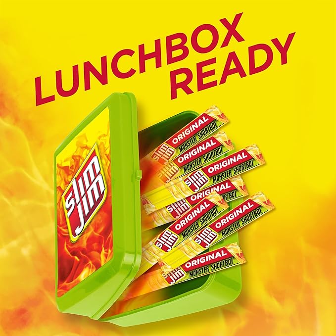 Slim Jim Monster Shortboi Smoked Meat Sticks Original Flavor 6g Protein Per Stick Snack Size Easter Basket Stuffer for Men 0.97 oz. (36 Count)