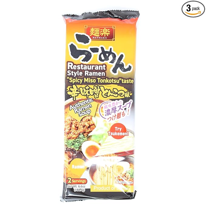 Restaurant Style Ramen Spicy Miso Tonkotsu Taste noodle 6.6 oz (Pack of 3)