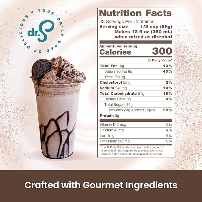 Dr. Smoothie Café Essentials Cookies &amp Cream – No Artificial Colors Flavors or Sweeteners – Shelf Stable – Caffeine-Free – Great for Hot Iced &amp Frozen Frappes (3.5 lb Bag 23 Servings)