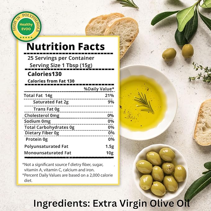 M.G. Pappas Extra Virgin Olive Oil High Polyphenol EVOO - Cold Pressed &amp Unfiltered Greek Olive Oil - Over 500mg/kg Polyphenols with High Hydroxytyrosol - Award-Winning Organic Quality - 12.7oz (
