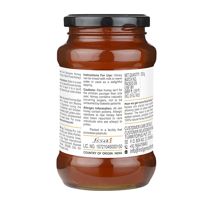 INDIGENOUS HONEY Sidr Ber Jujube Honey Raw Organic Natural Pure Unprocessed NMR Tested Unpasteurized Unheated 530g Glass Jar Pack of 1