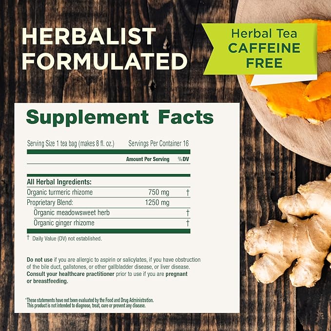 Traditional Medicinals Organic Turmeric with Meadowsweet &amp Ginger Herbal Tea Supports A Healthy Response To Inflammation16 Count (Pack of 6)
