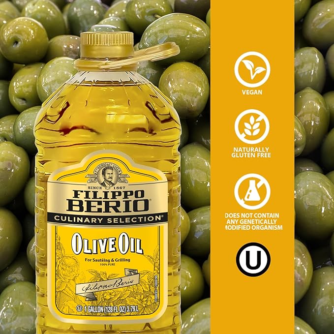Filippo Berio Pure Olive Oil 1 Gallon – For Grilling and Mild Taste