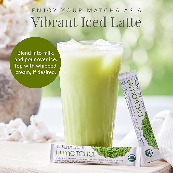 The Republic of Tea – Organic U•Matcha Single Sips Naturally Caffeinated Matcha Green Tea Powder 28 Packets