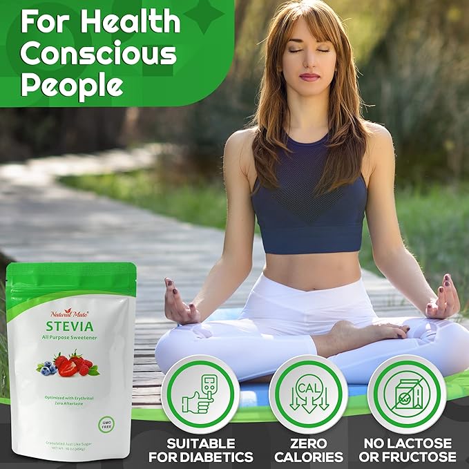 Natural Mate Zero Calorie Sweetener - Organic Stevia Granular Powder Blended with Erythritol - 2:1 Sugar Replacement for Keto Paleo Low GI – (3Lb/48OZ Pack of 1)