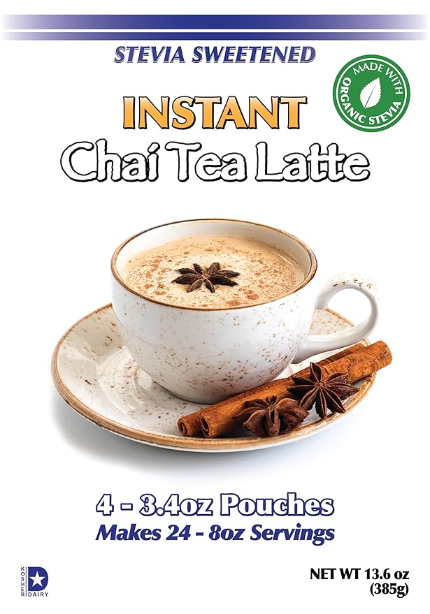 Gramzero Premium Chai Latte Powder Mix | Best Chai Drink Mix | No Sugar Added | Kosher | Stevia Sweetened | 4-3.4 oz Pouches (24 Total Servings) | Each Packet Makes 8fl Oz Rich and Delicious Instant C