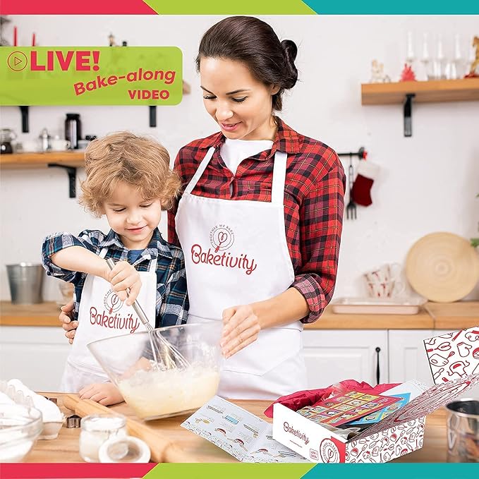 Baketivity Kids Baking Set Meal Cooking Party Supply Kit for Teens Real Fun Little Junior Chef Essential Kitchen Lessons Includes Pre-Measured Ingredients (Baketivity Kit Smores)