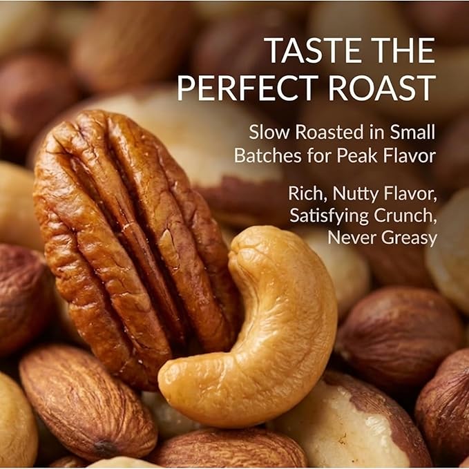 Jaybee’s Unsalted Mixed Nuts | 32 oz | Gourmet Roasted Deluxe Nut Mix with Cashews Almonds Pecans Hazelnuts Brazil Nuts (No Peanuts) | Keto Vegan Friendly Kosher Healthy Snacks