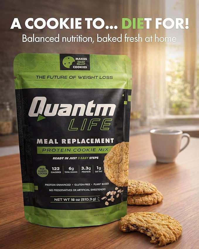 Cookie Mix Gluten Free Plant-Based Meal Replacement Plan with Hemp Protein Rich in Fiber Low in Sugar No Preservatives or Artificial Sweeteners 18 oz 3 Pack 2-Week Supply