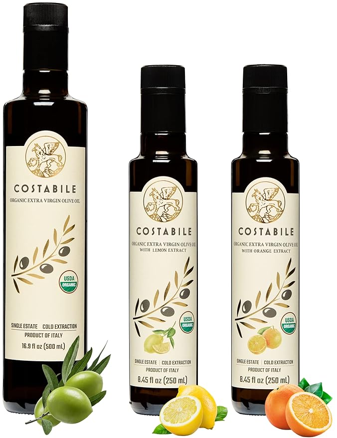 Lemon &amp Orange Infused Olive Oil &amp Medium Intensity Classic Blend. Great combo for vegan keto or gluten free dishes - COSTABILE
