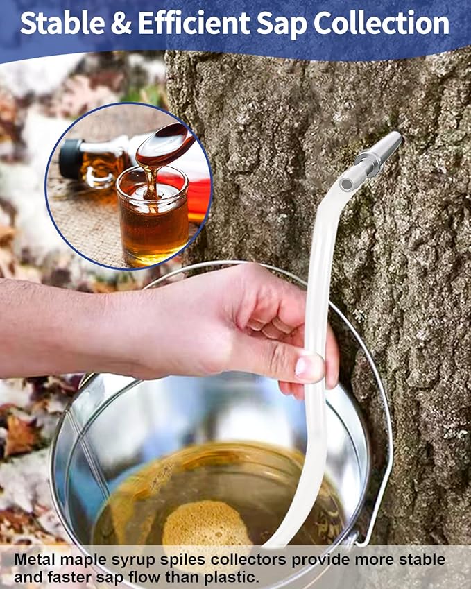 CIMALAB Maple Syrup Tapping Kit 6 Set Maple Tree Tapping Kit 6 Stainless Steel Maple Syrup Taps 6 Maple Syrup Tube &amp 2 Maple Sap Filters Metal Maple Syrup Spiles for Maple Syrup Making Supplie