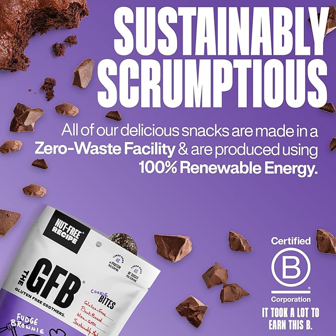 The GFB Fudge Brownie Cookie Protein Bites - Allergen Friendly &amp Nut Free - Gluten Free Plant Based Non GMO Sustainably Made – Ridiculously Tasty Healthy Protein Energy Balls 4 oz (6 Count)