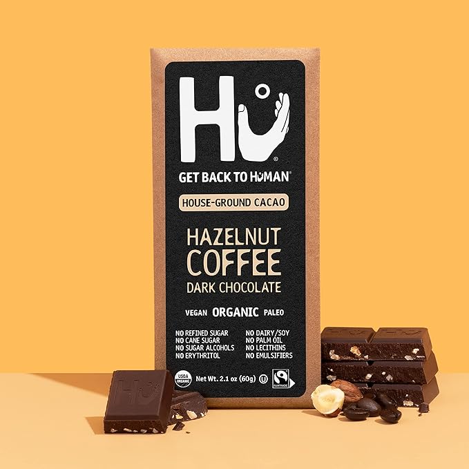Hu Chocolate Bars | 12 Pack Hazelnut Coffee Crunch Chocolate | Natural Organic Vegan Gluten Free Paleo Non GMO Fair Trade Dark Chocolate | 2.1oz Each