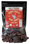 Bronco Billy's Beef Jerky Sweet Heat Half Pound Resealable Bag Spicy &amp Sweet Flavor Hand Cut Hand Strung Hand Packed Made in USA