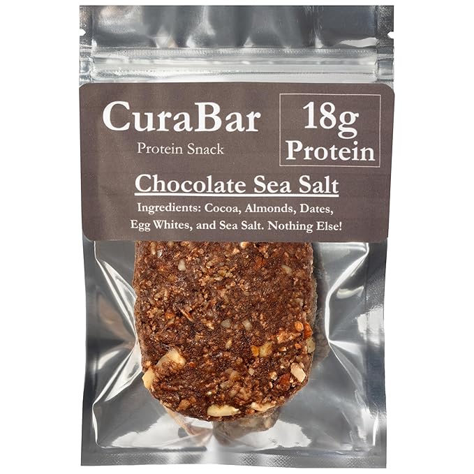CuraBar Protein Bars – 17g Protein Low Carb Gluten Free Dairy Free Healthy Snack Seed Oil Free No Artificial Ingredients 12 Count Chocolate Sea Salt