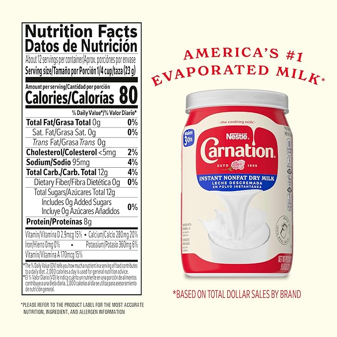 Carnation Instant Nonfat Dry Milk 6 Count 9.63 Ounce
