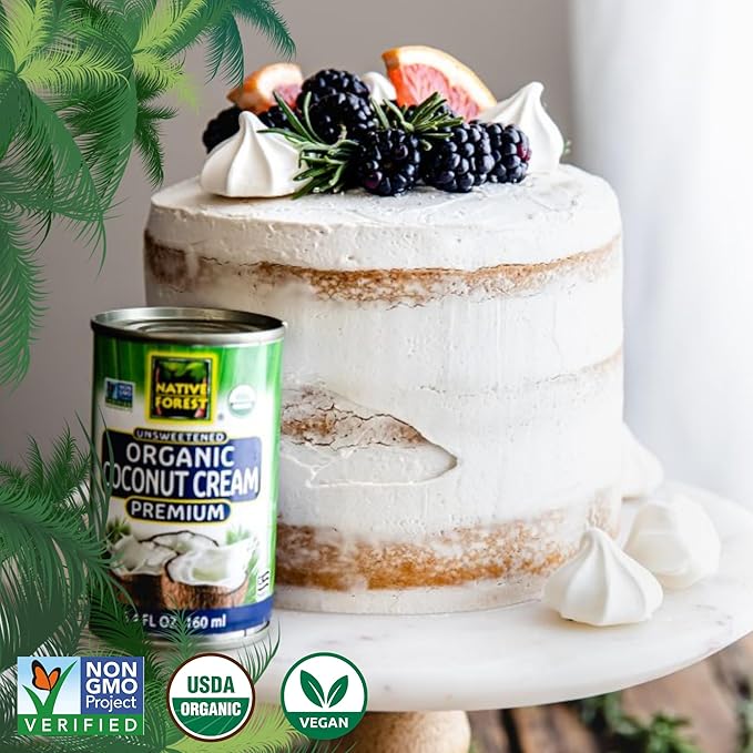 Native Forest Organic Unsweetened Premium Coconut Cream - Heavy Cream Dairy Substitute Dairy Free Non-GMO USDA Organic - 5.4 Fl Oz (Pack of 12)