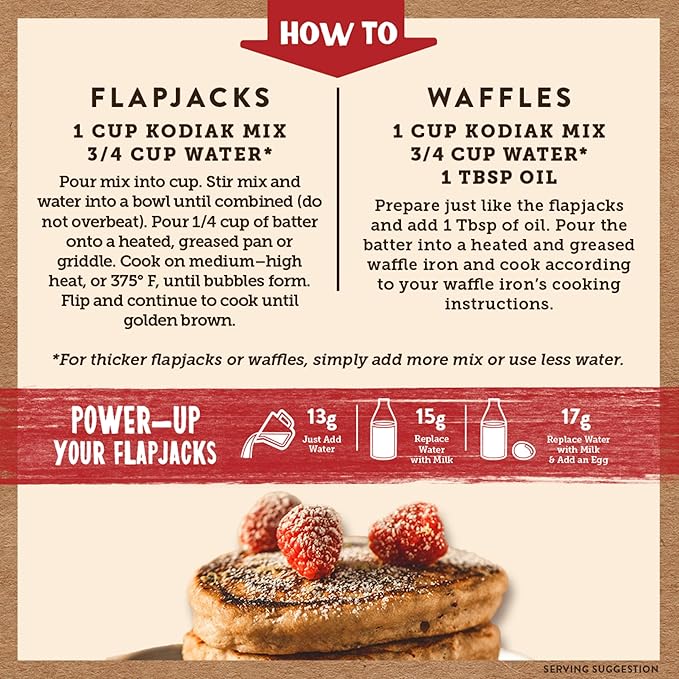 Kodiak Cakes Power Cakes Pancake &amp Waffle Mix Raspberry Lemon High Protein100% Whole Grains (Pack of 6)