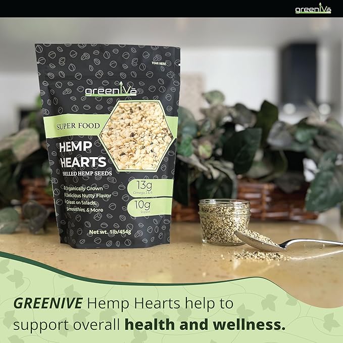 GreenIVe Hemp Hearts 3 Pounds – American Hemp Packed in USA Raw Hulled Hemp Seeds – Plant-Based Protein Vegan Omega 3 &amp 6 Fiber – Non-GMO Gluten-Free Resealable Bag (3 Pounds)