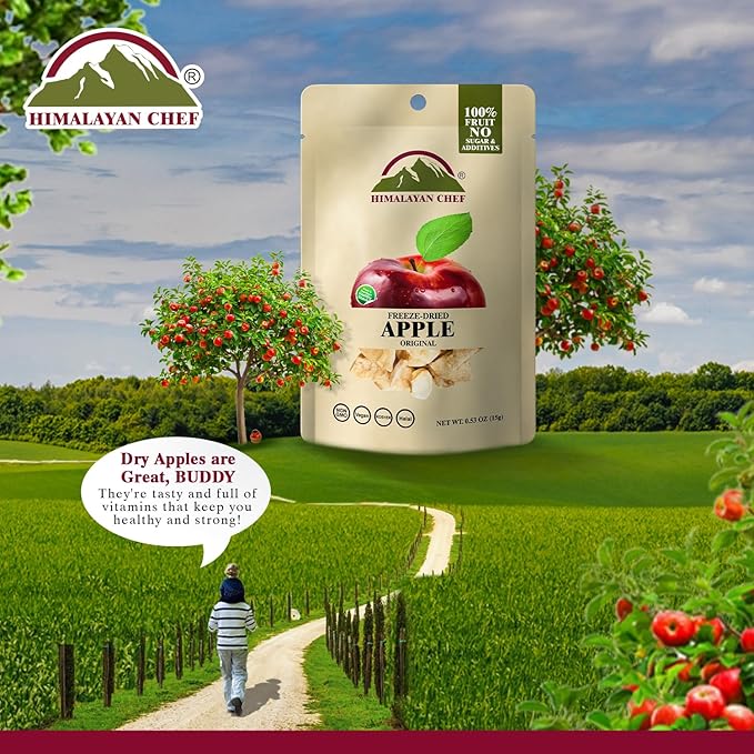 Himalayan Chef Freeze-Dried Apple 15g/Each (Pack of 20) | Organic Dried Fruit Snacks Healthy Snack for Kids &amp Adults | Baby Snacks Freeze-Dried Fruit