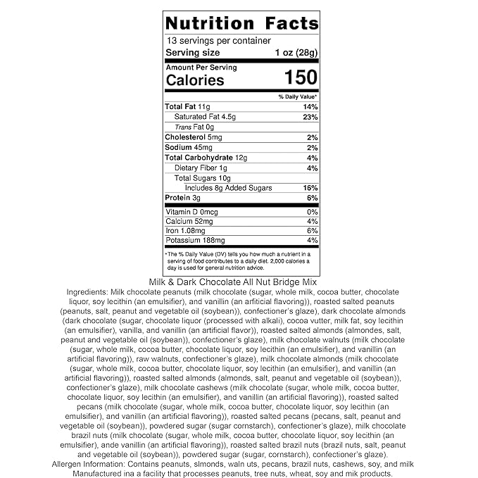 Arndts Fudgery Premium Chocolate Covered Candy (Milk and Dark Chocolate All Nut Bridge Mix (2-13 oz Bag))