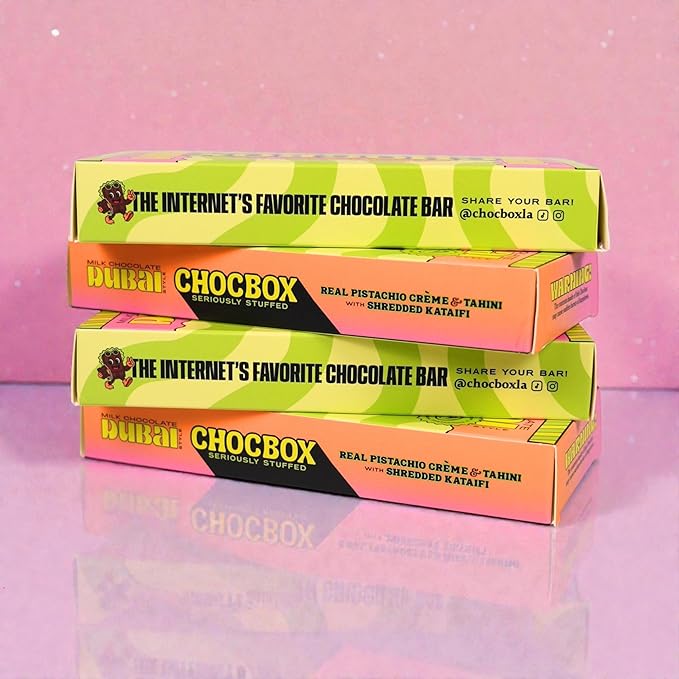 Chocbox Viral Ready to Eat Dubai Chocolate Bar – Milk Chocolate Crunchy Kataifi Pistachio Cream &amp Tahini Mix – 7.78oz/223g Authentic Middle Eastern Treat