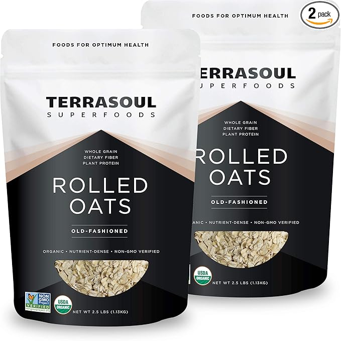 Terrasoul Superfoods Organic Rolled Oats 5 lbs - Gluten-Free | Old-Fashioned | Whole Grain