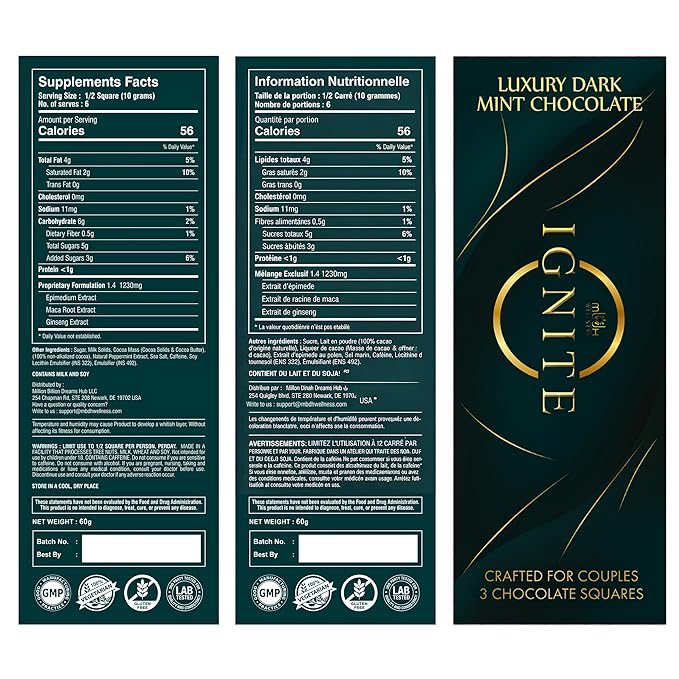 Ignite Mint Chocolate Bars – Premium Mint-Infused 80% Dark Chocolate for a Bold Refreshing Flavor Gluten-Free and Made with Selected Ingredients for Pure Indulgence Ideal for Sharing Pack of 1