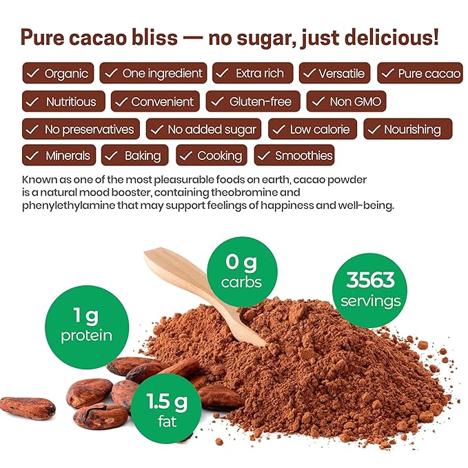 Premium Organic Cacao Powder - 55 lbs - Extra Rich - The Essence of Dark Chocolate - Product of Switzerland - 100% Pure Cold-Pressed Vegan Non GMO Gluten Free Kosher