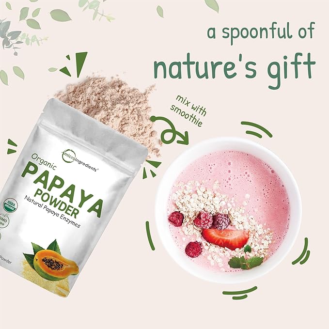 Micro Ingredients Organic Papaya Fruit Powder 8 Ounce Freeze Dried Naturally Rich in Papaya Enzyme No GMOs &amp Vegan Friendly